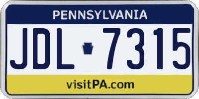PA license plate JDL7315