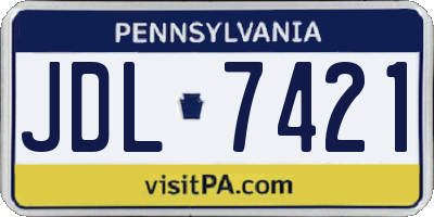PA license plate JDL7421