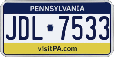 PA license plate JDL7533