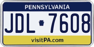 PA license plate JDL7608