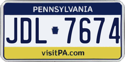 PA license plate JDL7674