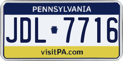 PA license plate JDL7716