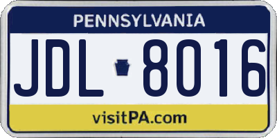 PA license plate JDL8016