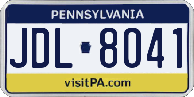 PA license plate JDL8041