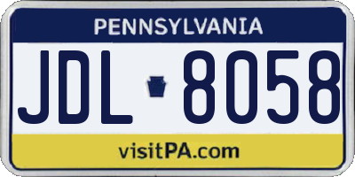 PA license plate JDL8058