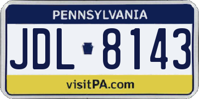 PA license plate JDL8143