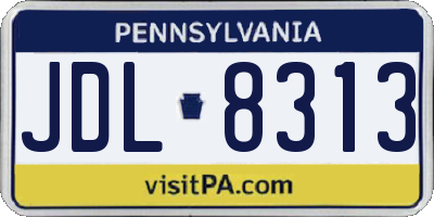 PA license plate JDL8313