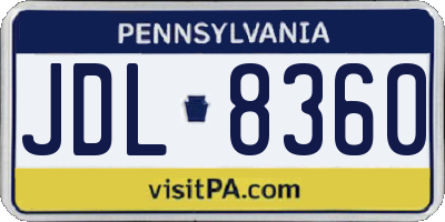 PA license plate JDL8360
