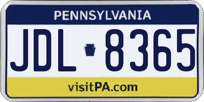 PA license plate JDL8365