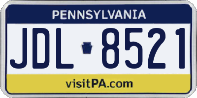 PA license plate JDL8521