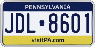 PA license plate JDL8601