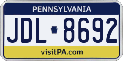 PA license plate JDL8692