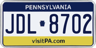 PA license plate JDL8702
