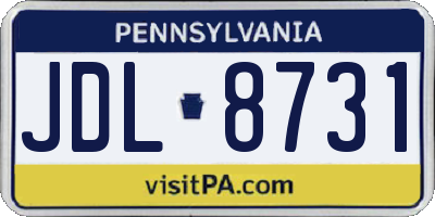 PA license plate JDL8731