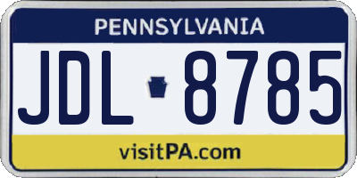 PA license plate JDL8785