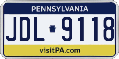 PA license plate JDL9118
