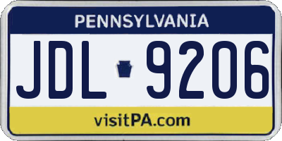 PA license plate JDL9206