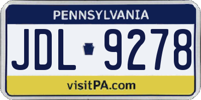 PA license plate JDL9278