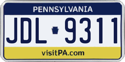 PA license plate JDL9311