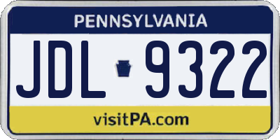 PA license plate JDL9322
