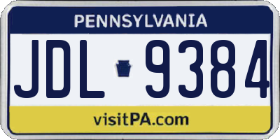 PA license plate JDL9384