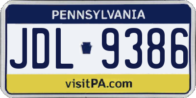 PA license plate JDL9386