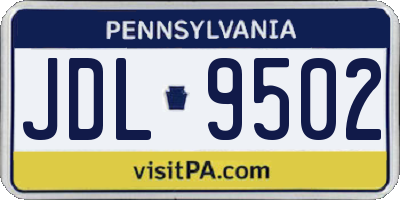 PA license plate JDL9502