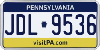 PA license plate JDL9536