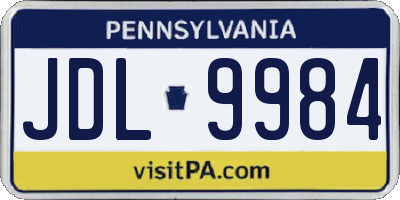 PA license plate JDL9984