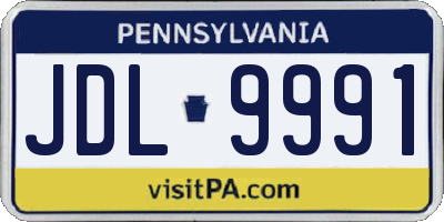 PA license plate JDL9991