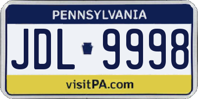 PA license plate JDL9998