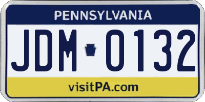 PA license plate JDM0132