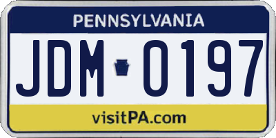 PA license plate JDM0197