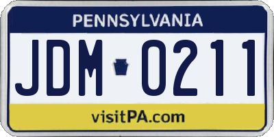 PA license plate JDM0211