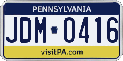 PA license plate JDM0416