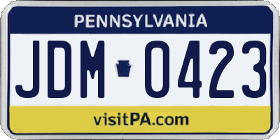 PA license plate JDM0423