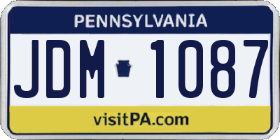 PA license plate JDM1087