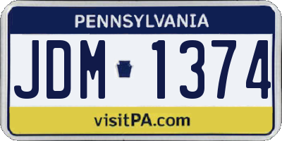 PA license plate JDM1374