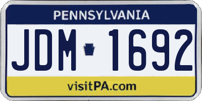 PA license plate JDM1692