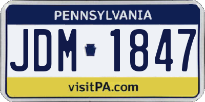 PA license plate JDM1847