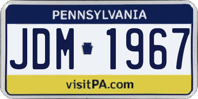 PA license plate JDM1967