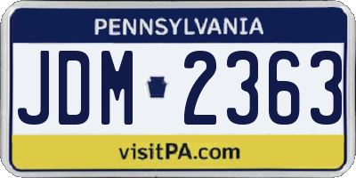 PA license plate JDM2363