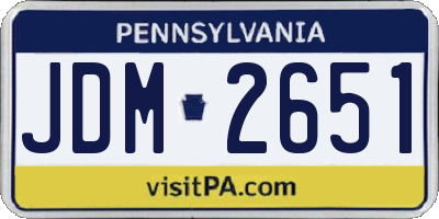 PA license plate JDM2651
