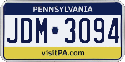 PA license plate JDM3094