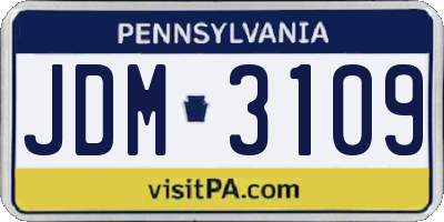 PA license plate JDM3109
