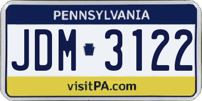 PA license plate JDM3122