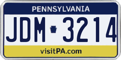 PA license plate JDM3214