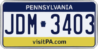 PA license plate JDM3403