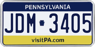 PA license plate JDM3405