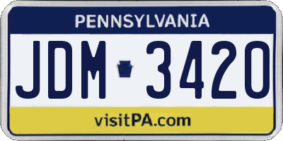 PA license plate JDM3420